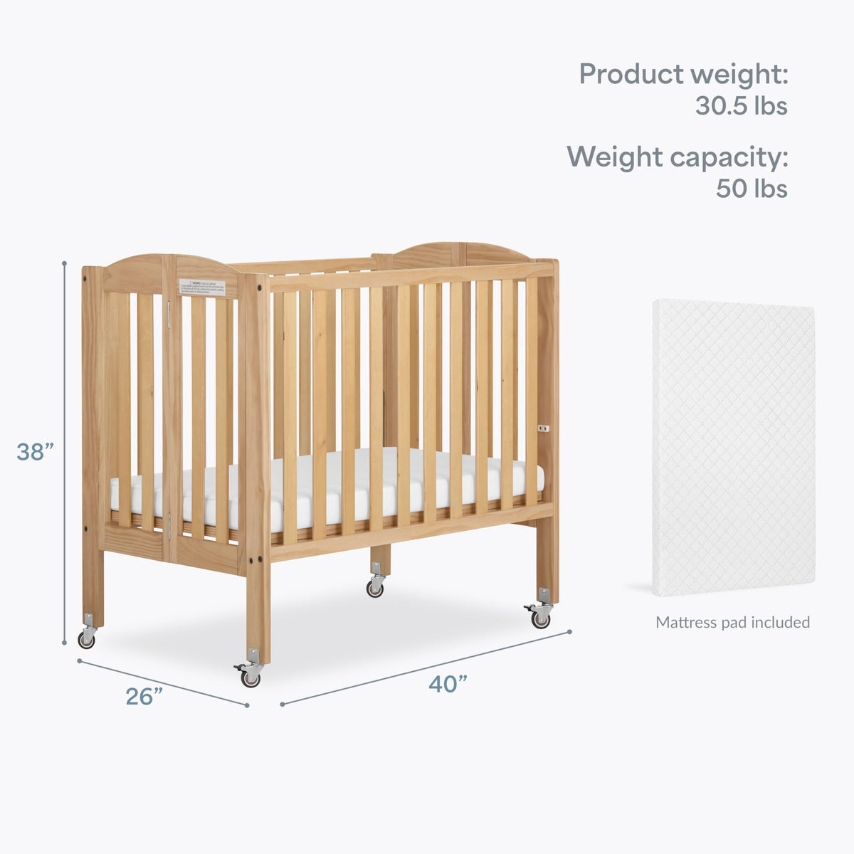 2-in-1 Portable Mini Crib with Mattress Q156085