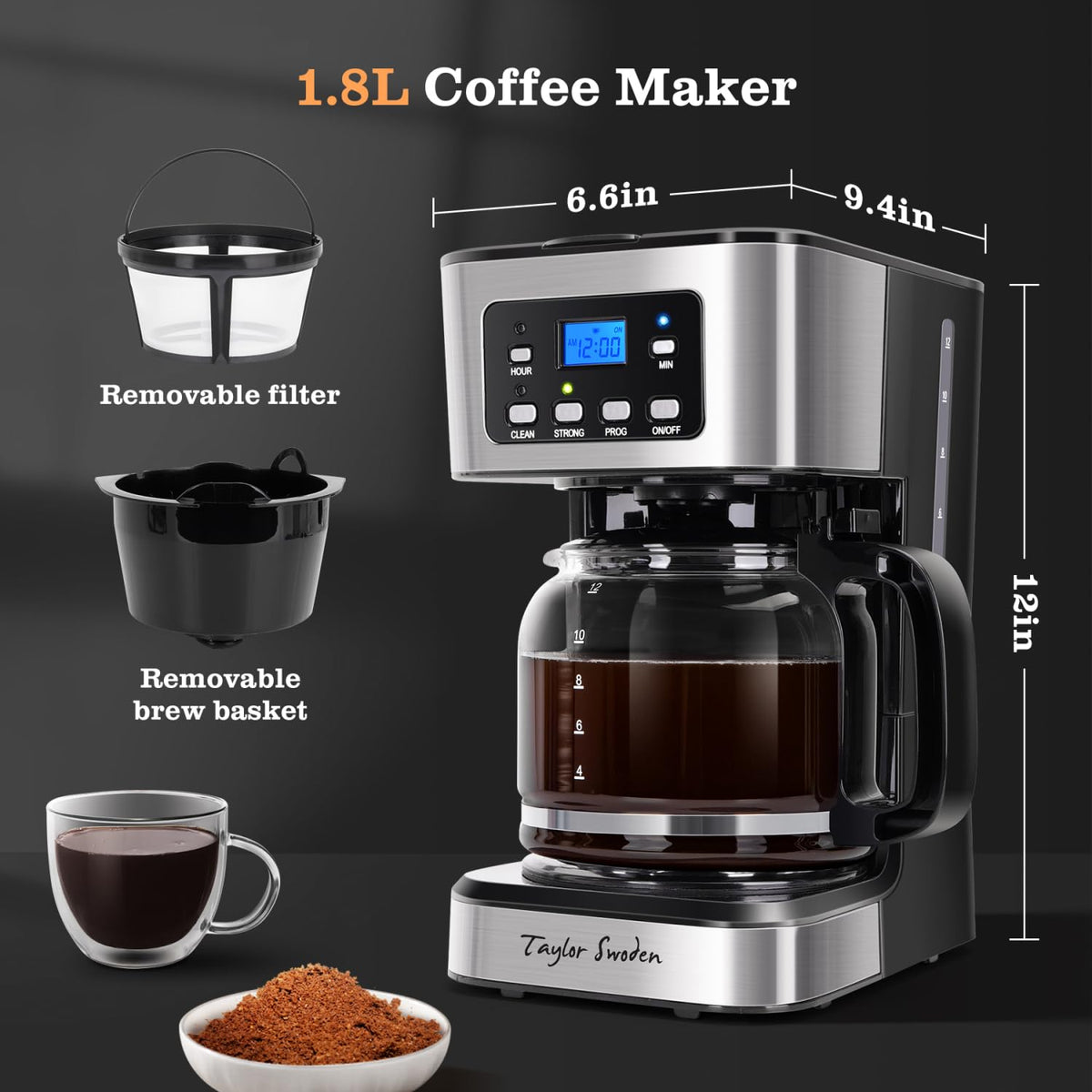 Programmable 12 Cup Drip Coffee Maker V67136