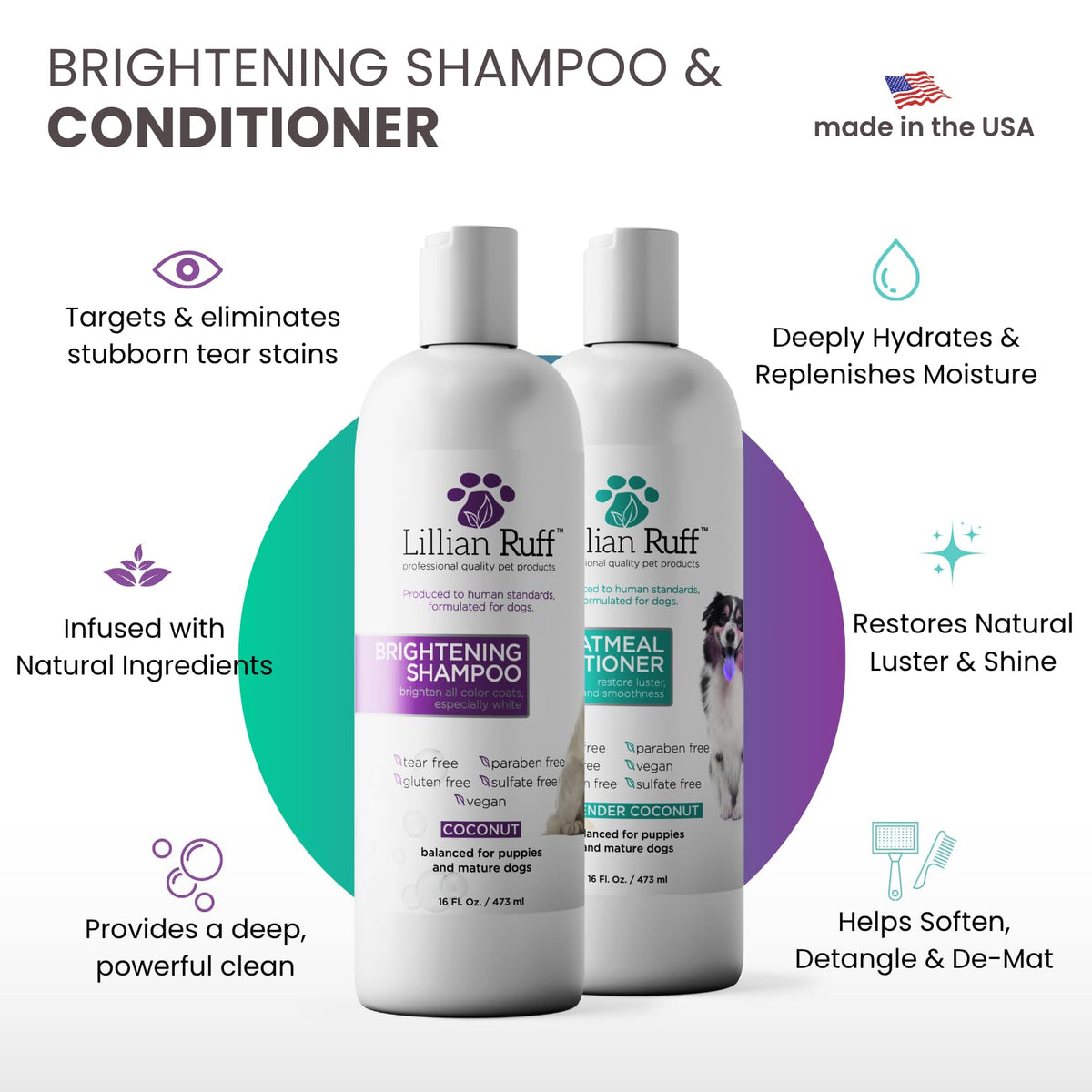 Brightening Shampoo & Oatmeal Conditioner Set for Dogs V760