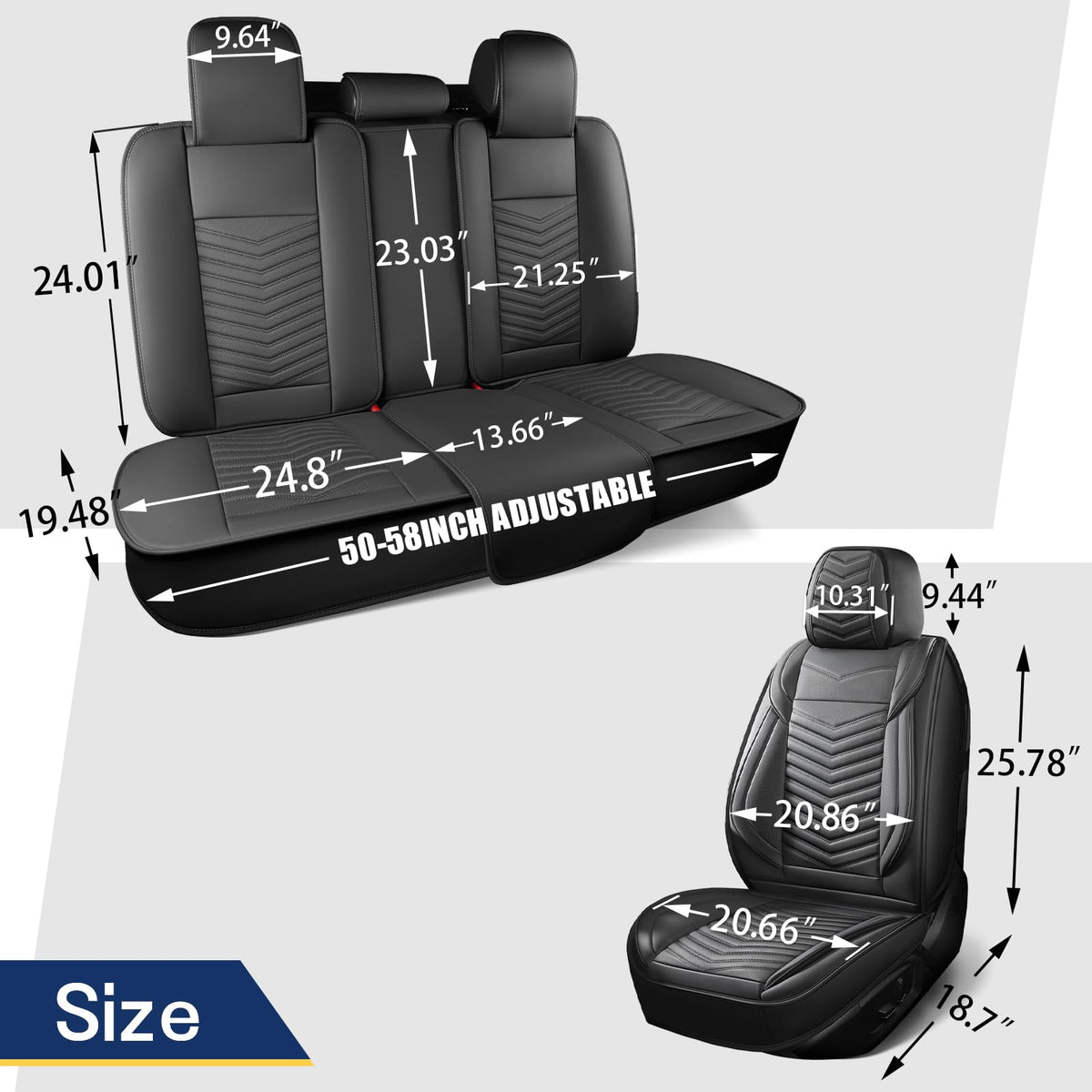 Black Nappa Leather Car Seat Covers Full Set E917028