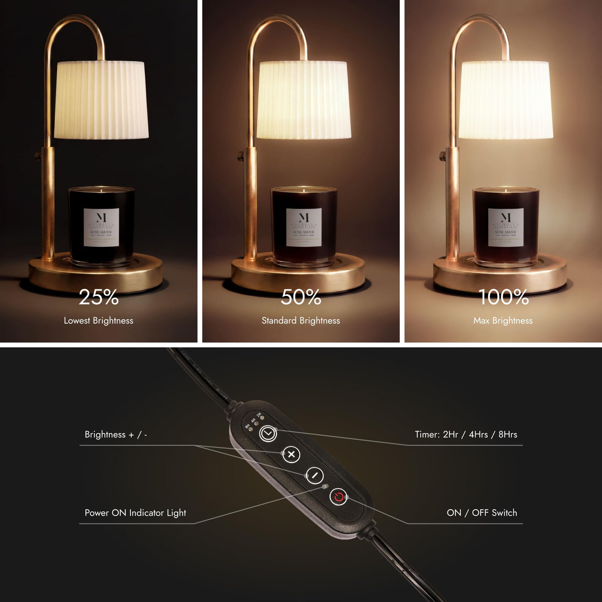 Dimmable Glass Candle Warmer Lamp with Timer N929