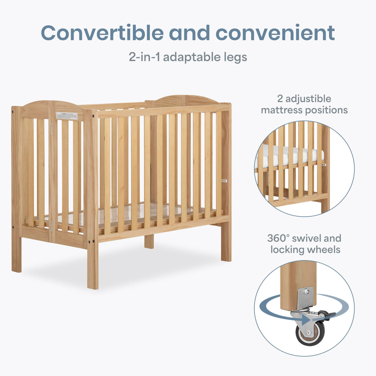 2-in-1 Portable Mini Crib with Mattress Q156085