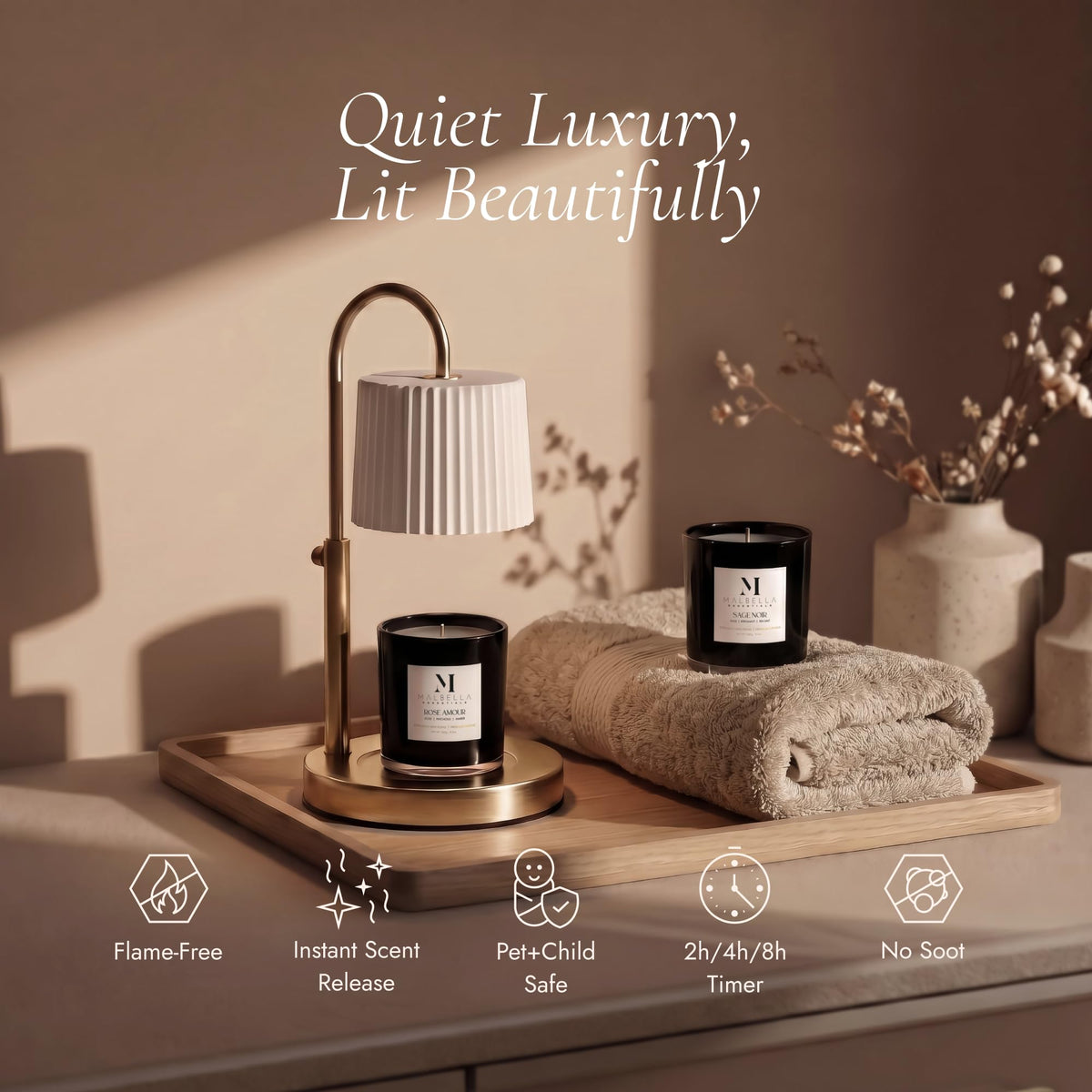Dimmable Glass Candle Warmer Lamp with Timer N929