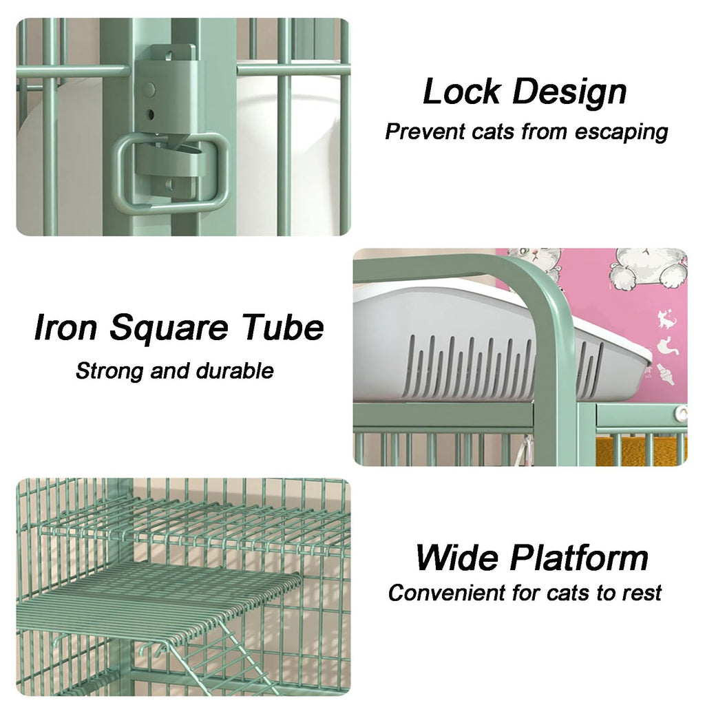 4-Tier Metal Wire Cat Cage with Wheels H3131
