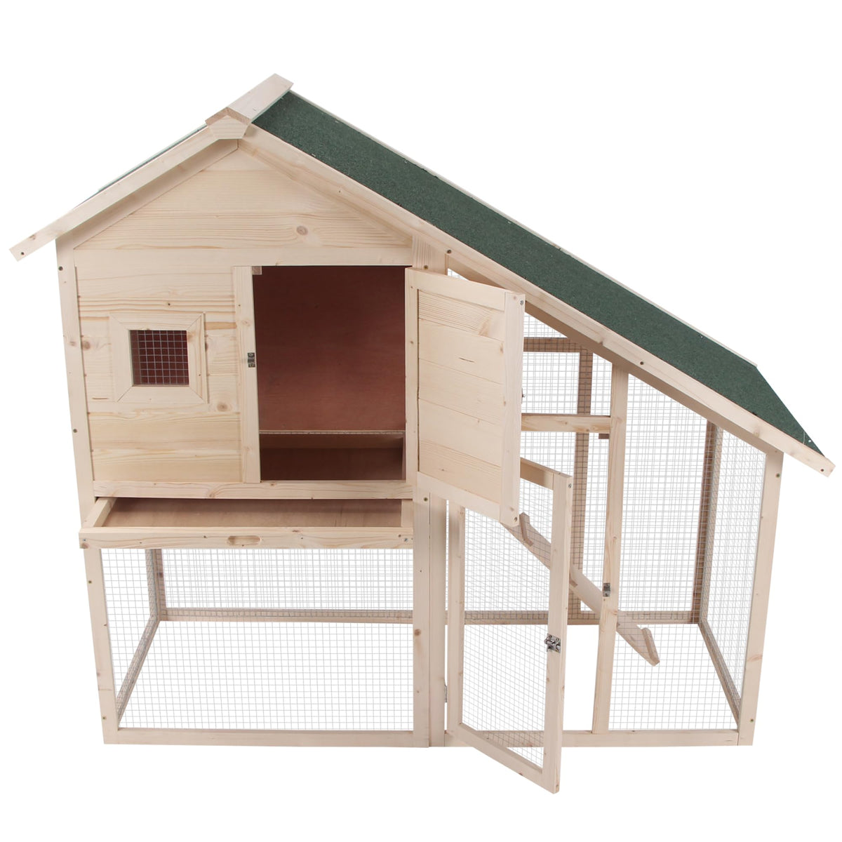 55 Inch 2-Tier Wooden Rabbit Hutch X840041