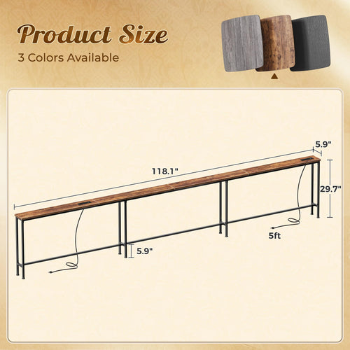 118 Inch Sofa Table with Power Outlets B462348