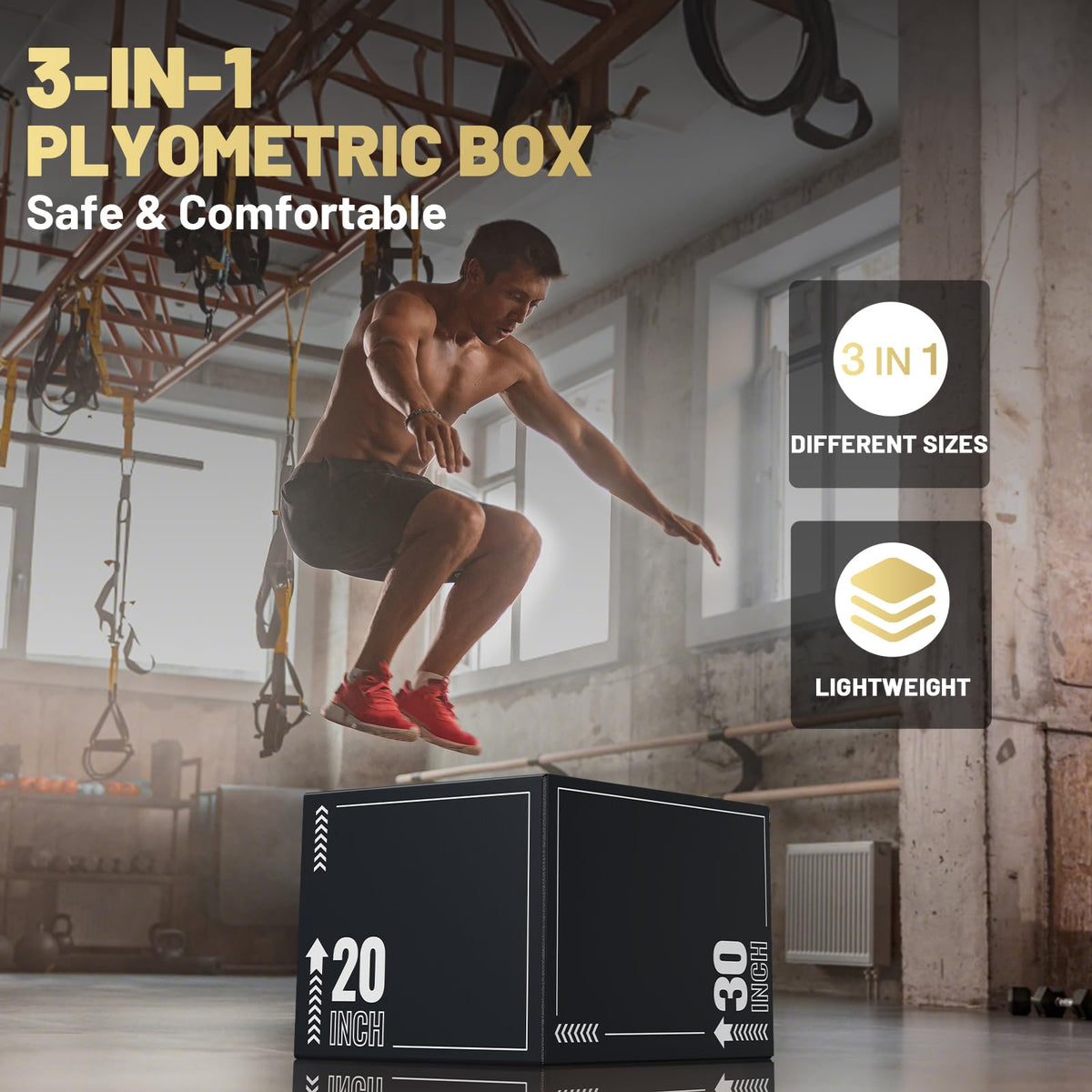 3-in-1 Plyometric Jump Box with Anti Slip Surface Y36585