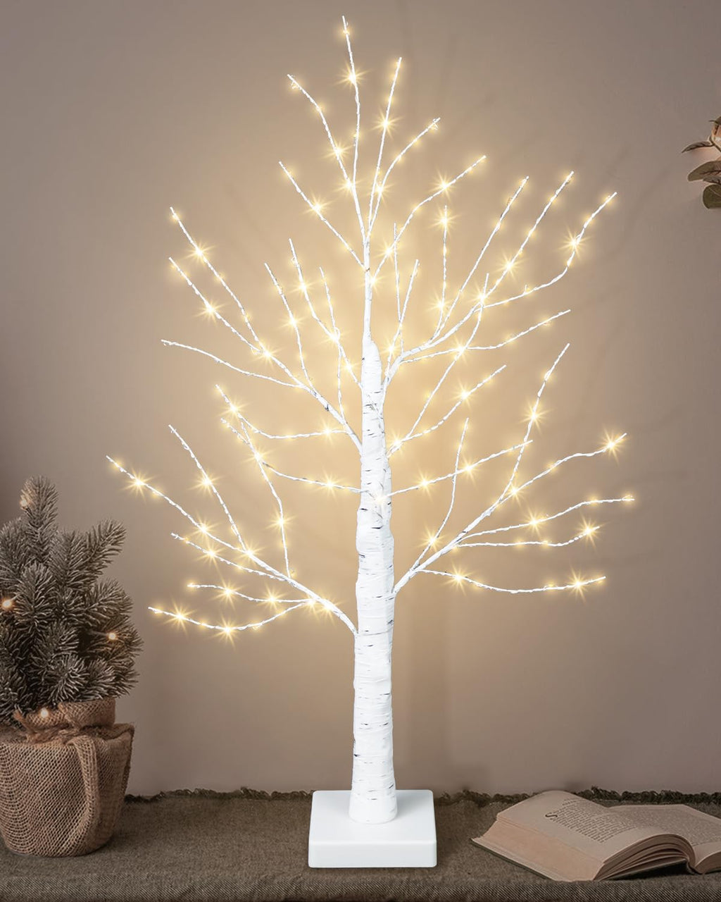 24 Inch Artificial Lighted Birch Tree with 144 LED Lights L398