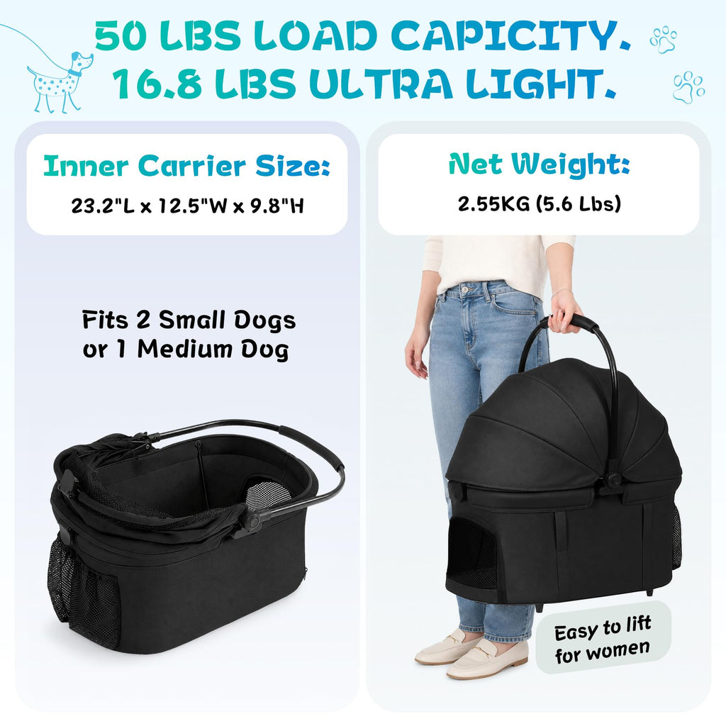 3-in-1 Pet Stroller Black W21696