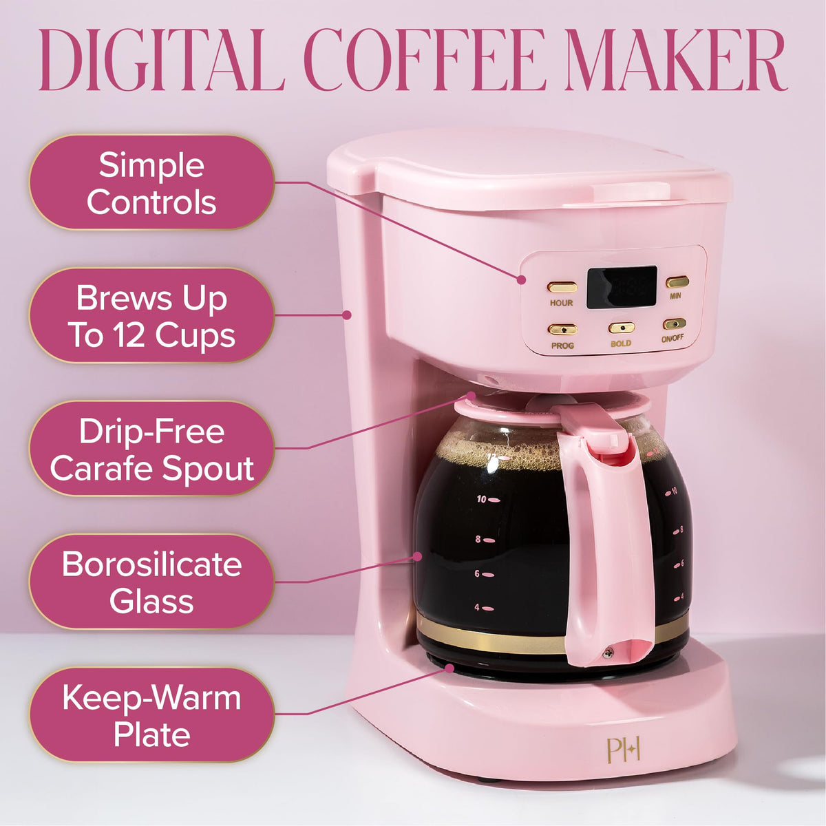 12-Cup Programmable Drip Coffee Maker with Glass Carafe U882208