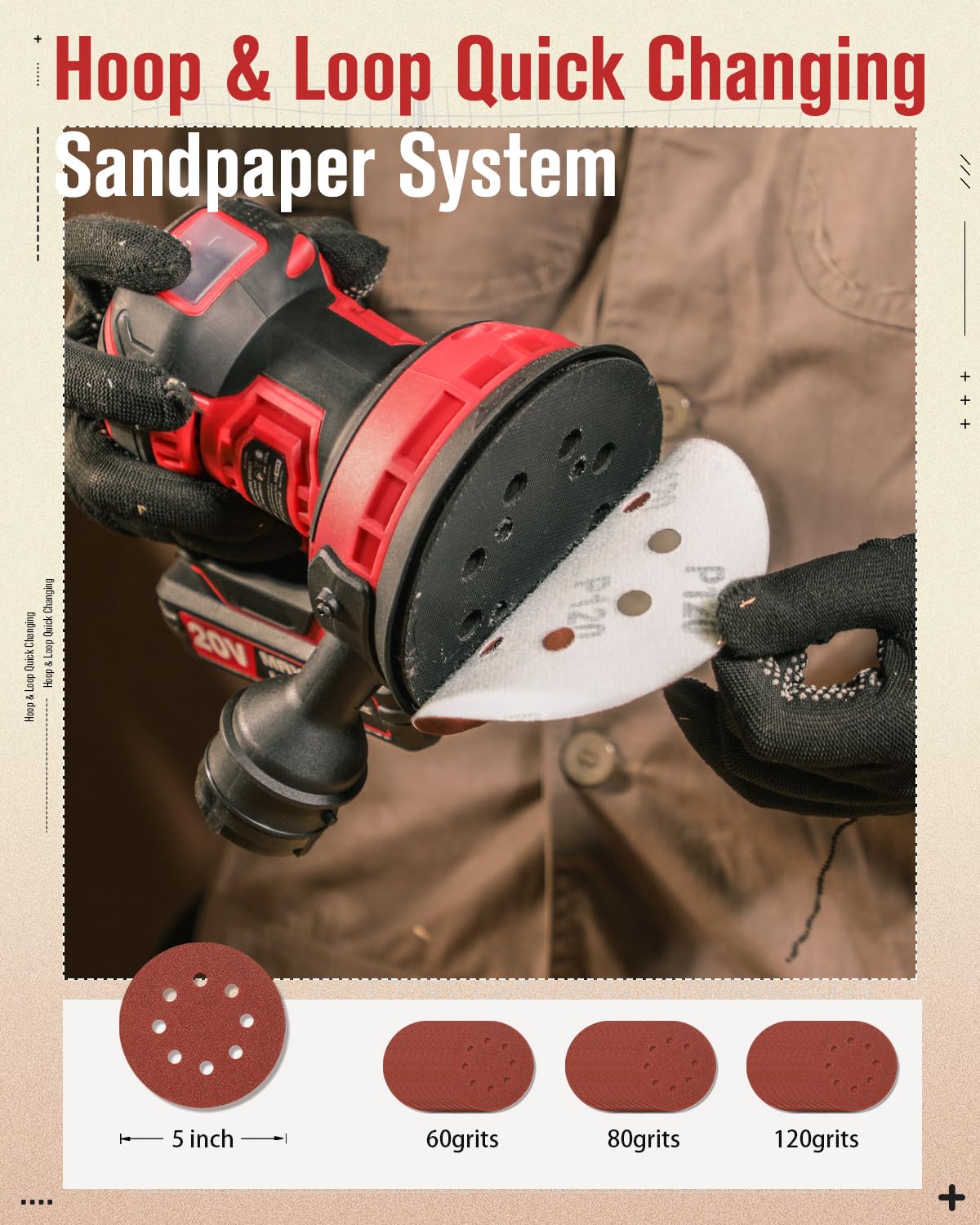 20V Cordless Random Orbital Sander 5” W16951