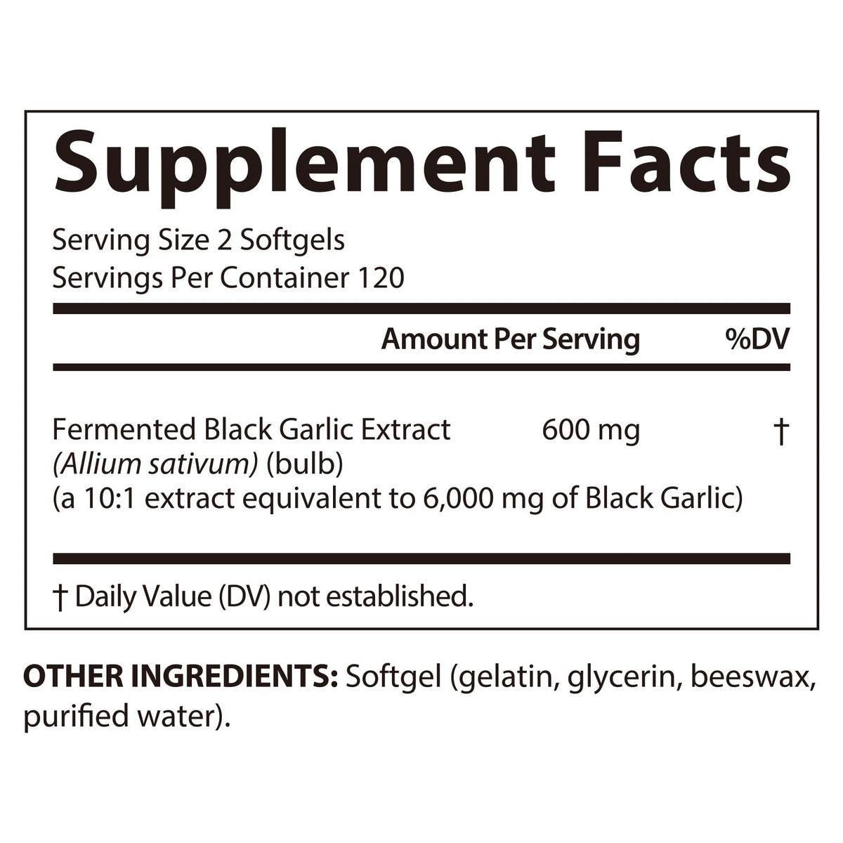 Black Garlic Capsules 6000mg 240 Softgels H247610