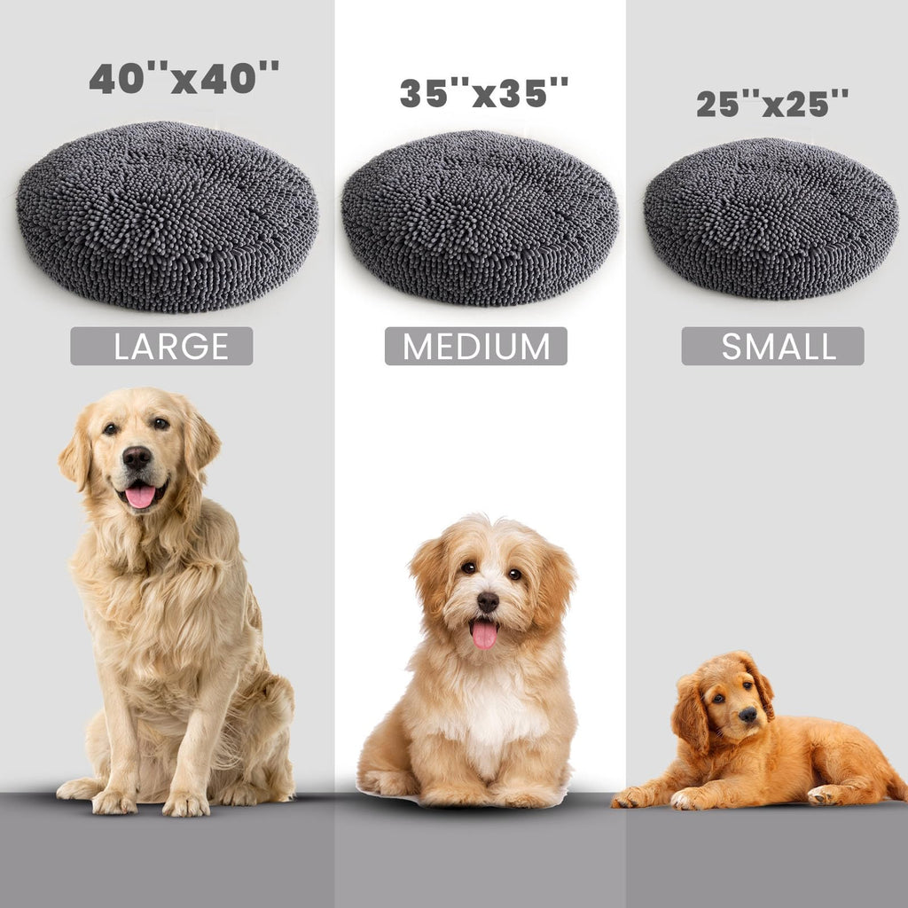 Soft Round Chenille Dog Bed with Removable Washable Cover Grey Medium G64059