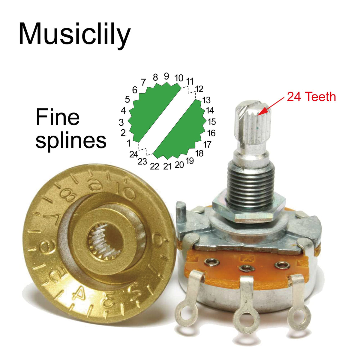 Black 4Pcs Guitar Knobs U5609