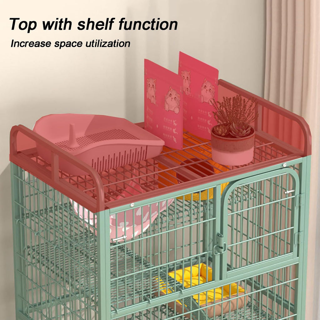 4-Tier Metal Wire Cat Cage with Wheels H3131