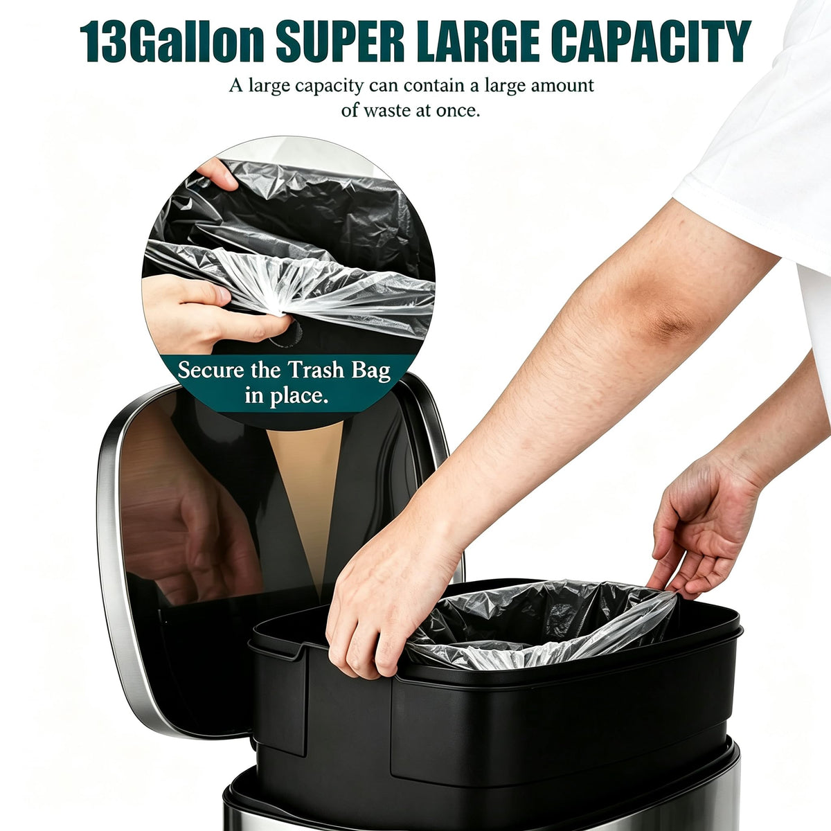 13 Gallon Stainless Steel Step Trash Can I537