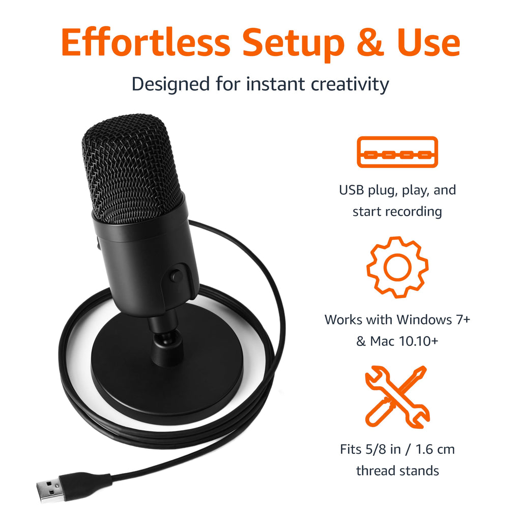 USB Condenser Microphone with Adjustable Stand, Black S869