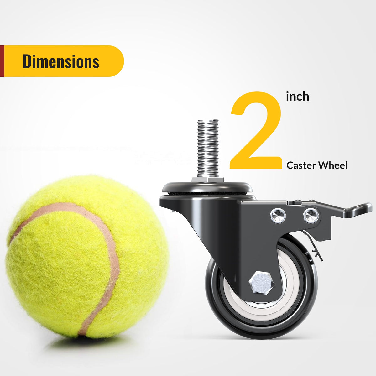 2 inch Total Locking Stem Caster Wheels Set of 4 Black U90012