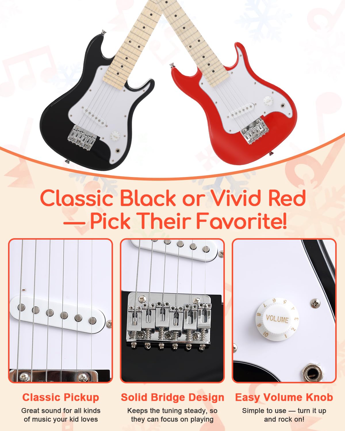 30 Inch Kids Electric Guitar Starter Kit with Amplifier and Accessories I8356