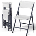 White 4 Pack Plastic Folding Chairs with Metal Frame U54902