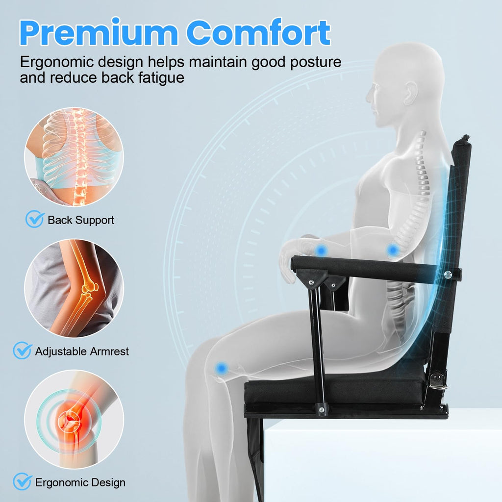 2 Pcs Black Stadium Seats with Back Support and Cushion J689089