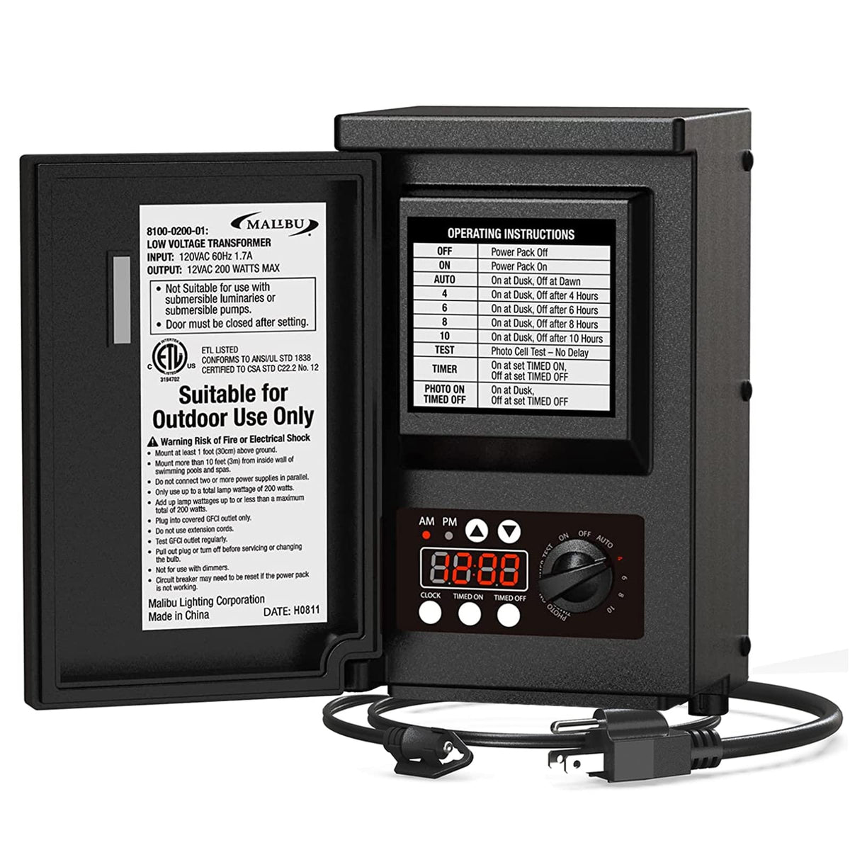 200W Low Voltage Transformer with Photo Sensor and Timer G62428