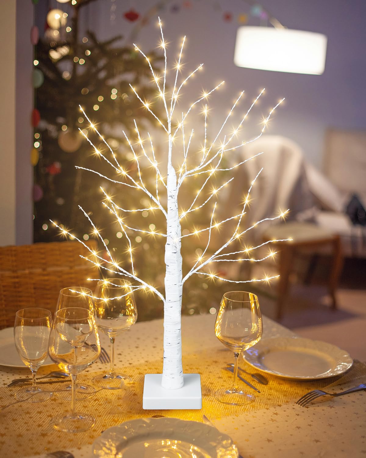 24 Inch Artificial Lighted Birch Tree with 144 LED Lights L398