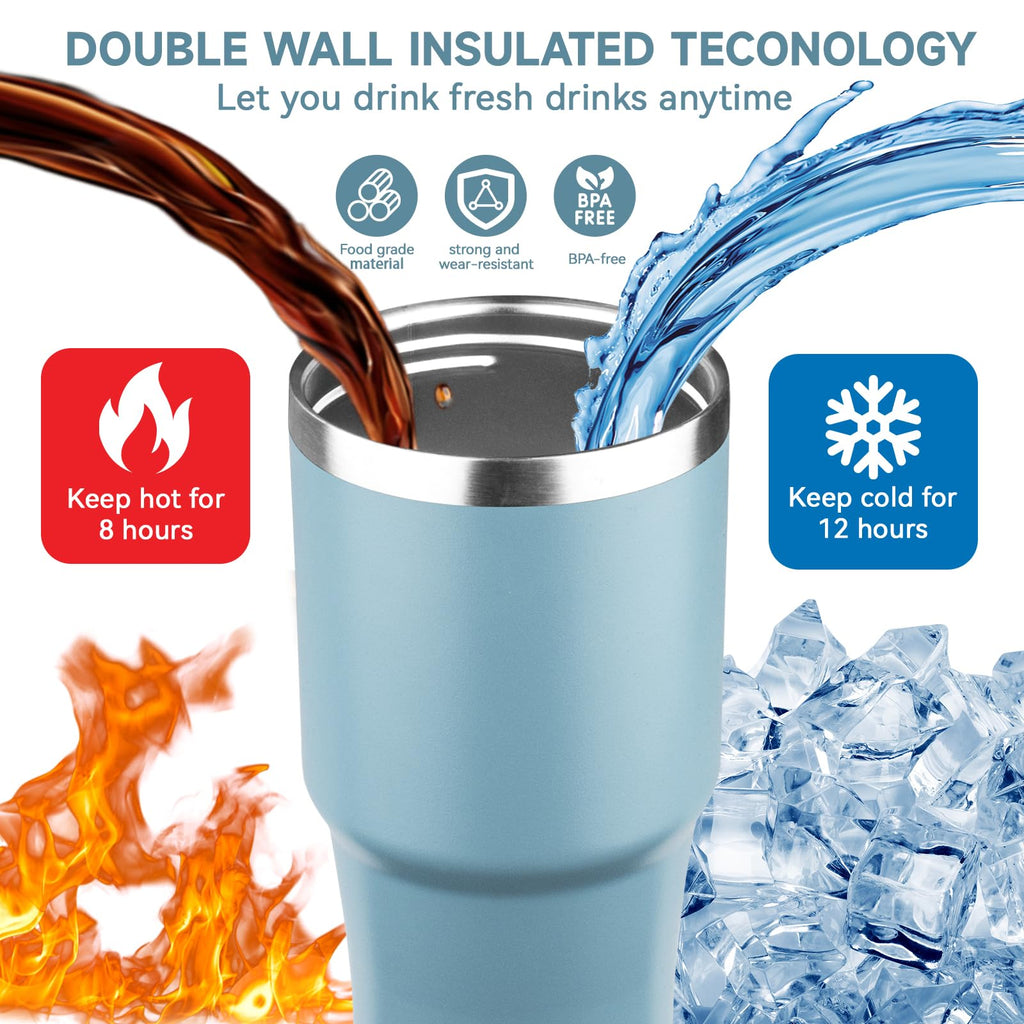 20oz Stainless Steel Insulated Tumbler with Handle and Flip Straw Lid I331117
