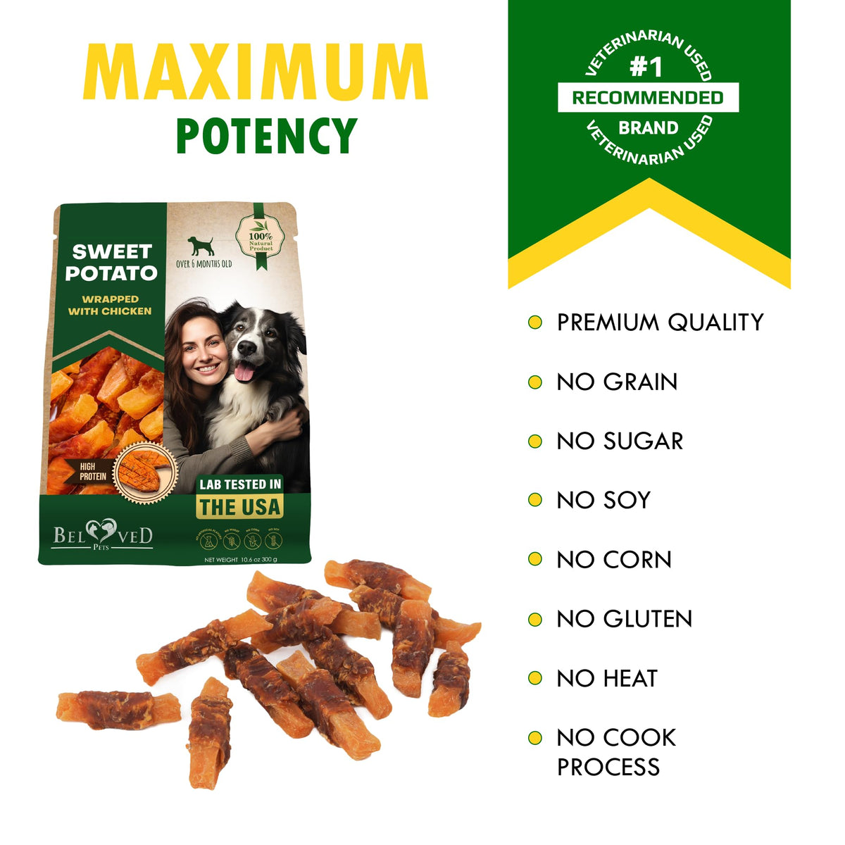 Sweet Potato Dog Treats & Chicken Chews 10.6 Oz W9580