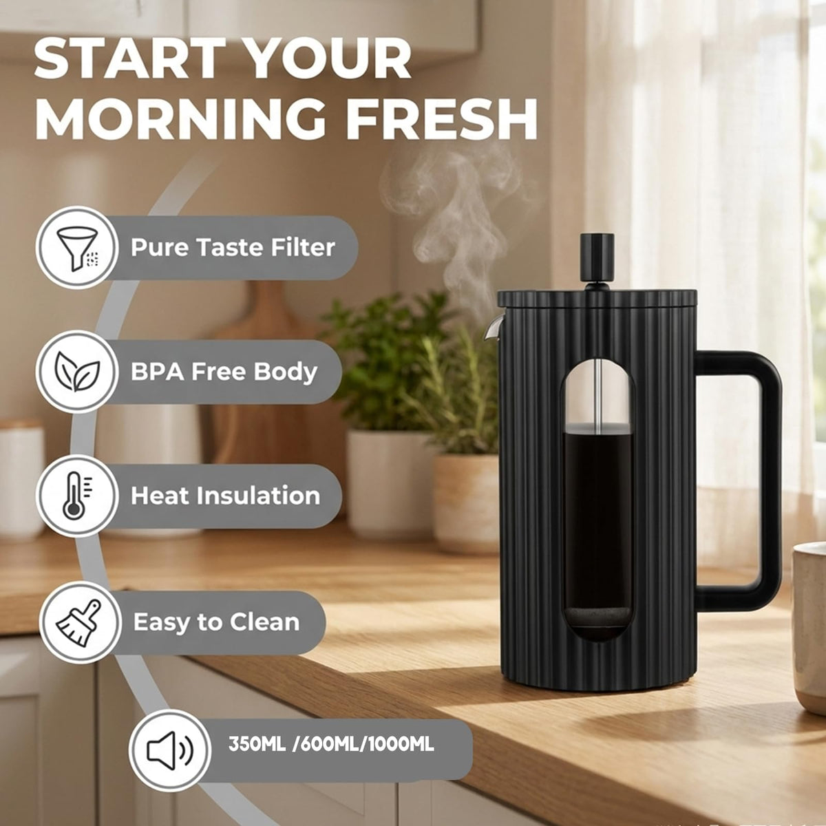 12 oz Heat Resistant Borosilicate Glass French Press M664019