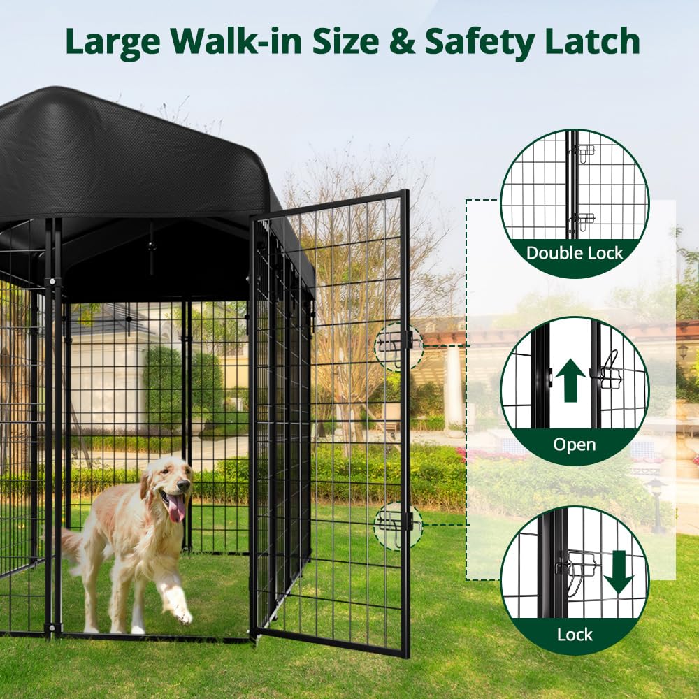 8'x6'x4' Outdoor Dog Kennel with Roof Y2369