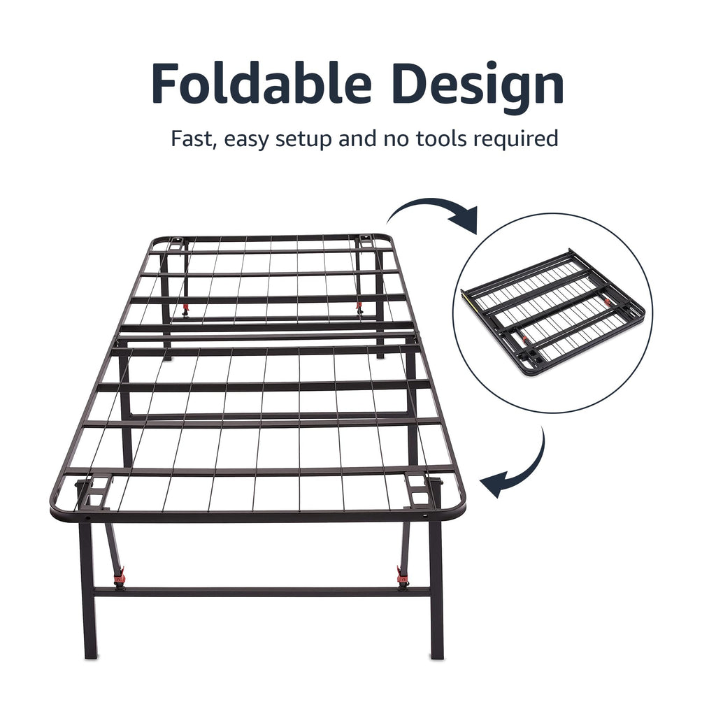 Foldable Metal Platform Bed Frame, 18 Inches High, Twin Size, Black B657