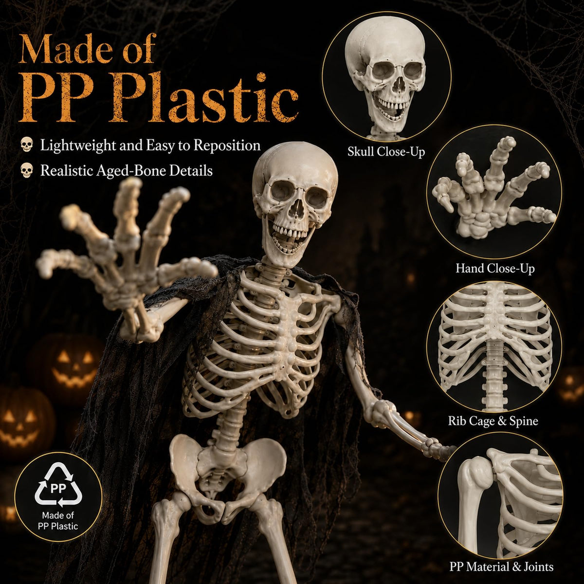 5.4 ft Full Body Plastic Skeleton Prop Y822