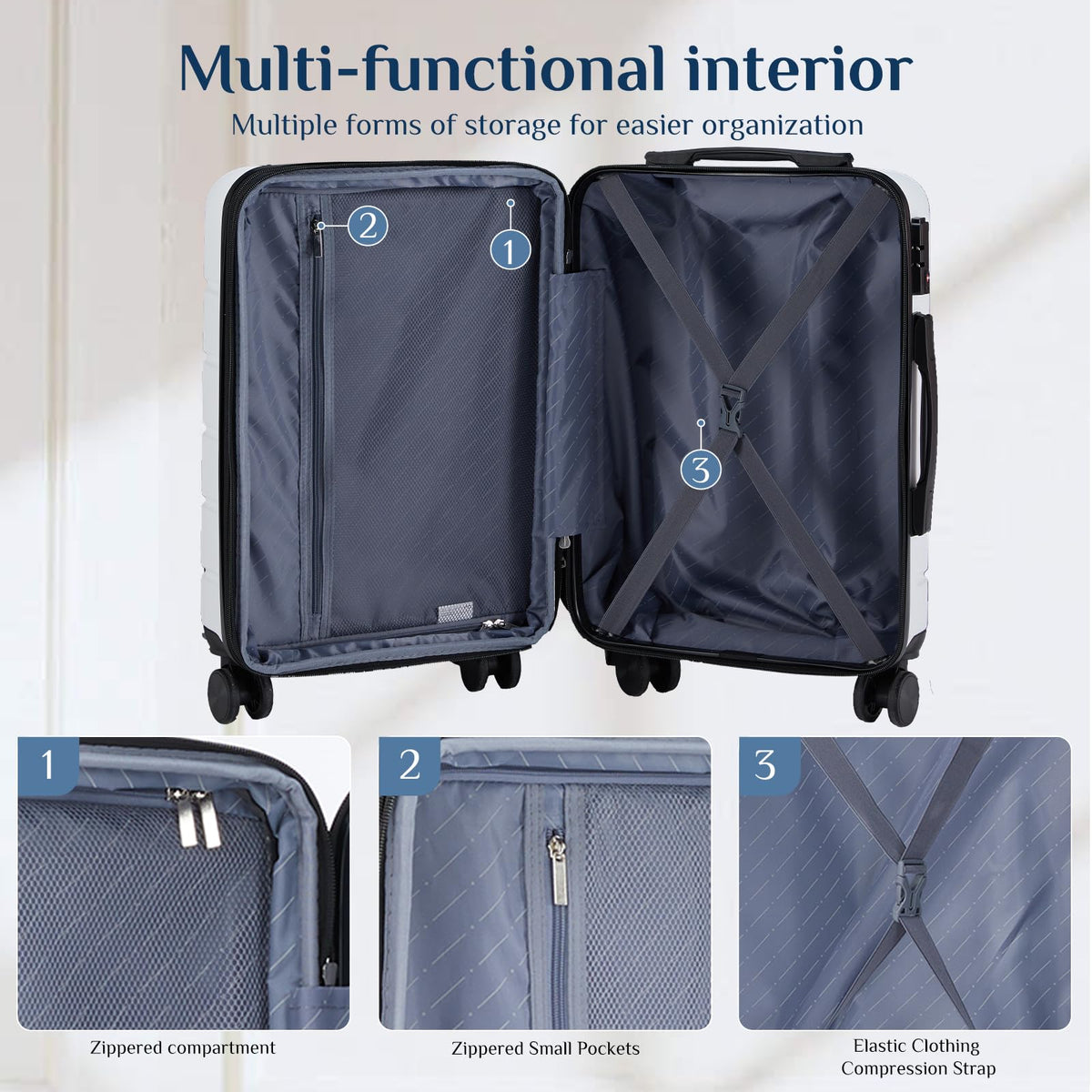 20 Inch Carry On Luggage with Spinner Wheels E819845