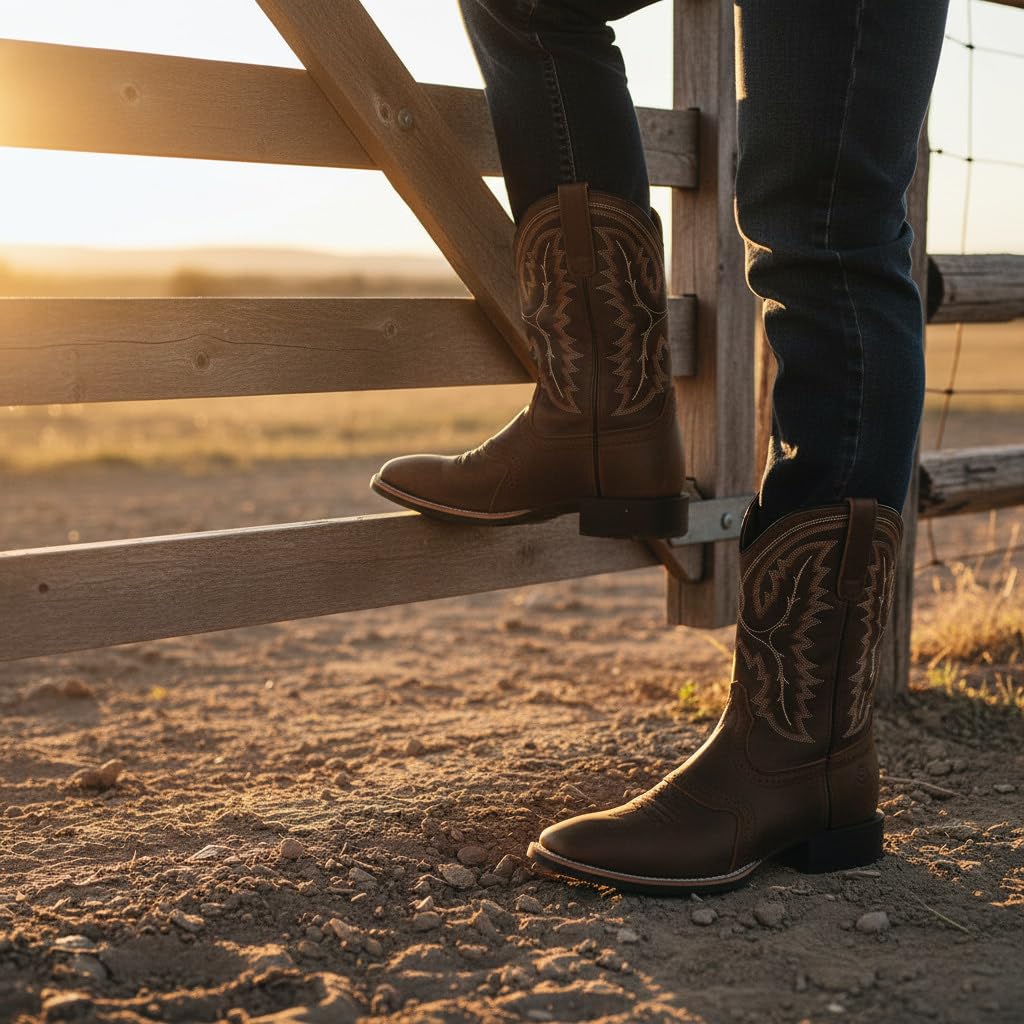Western Cowboy Boots Square Toe with Embroidery P180