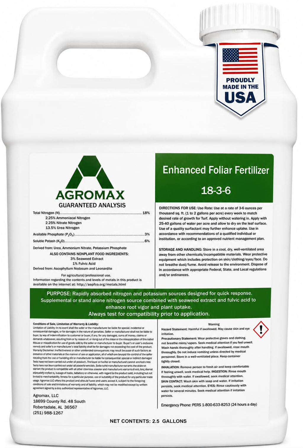 Liquid Fertilizer with Seaweed Extract & Fulvic Acid 2.5 Gallon Y49446