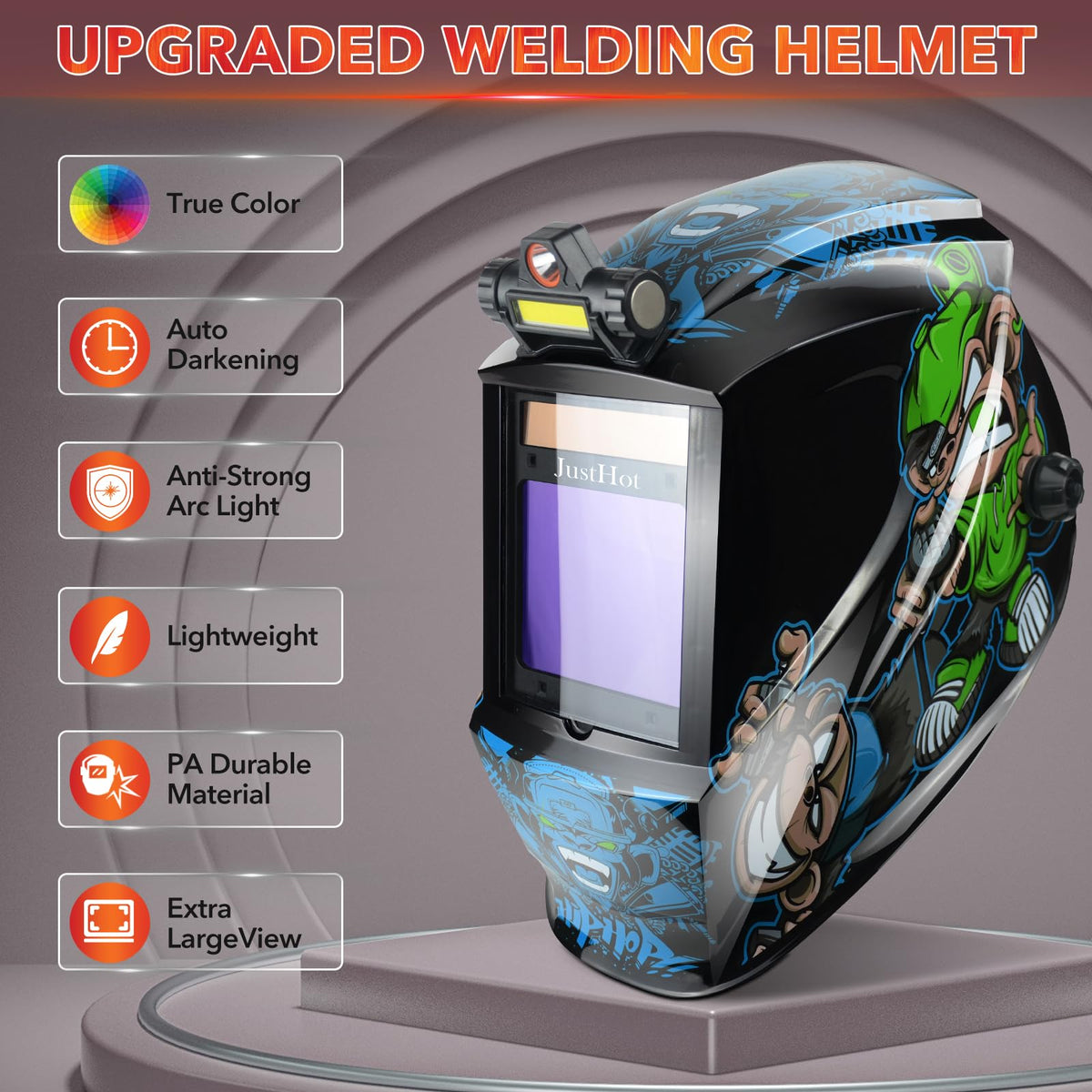 Auto Darkening Welding Helmet with Light F6177