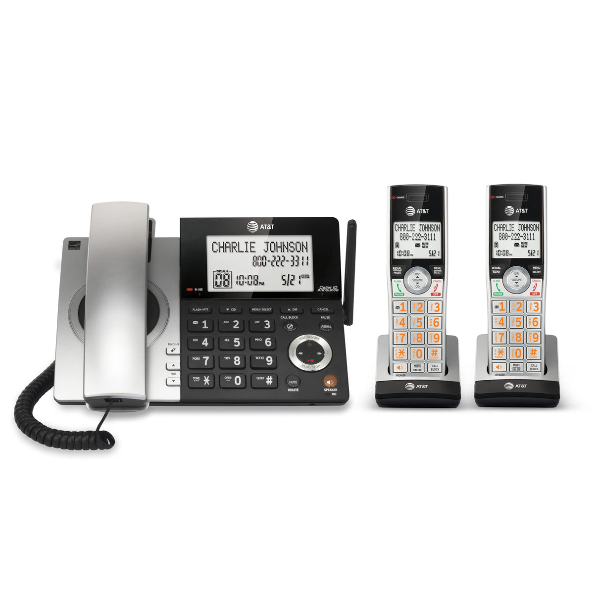 2-Handset Corded/Cordless Phone with Answering Machine D345023
