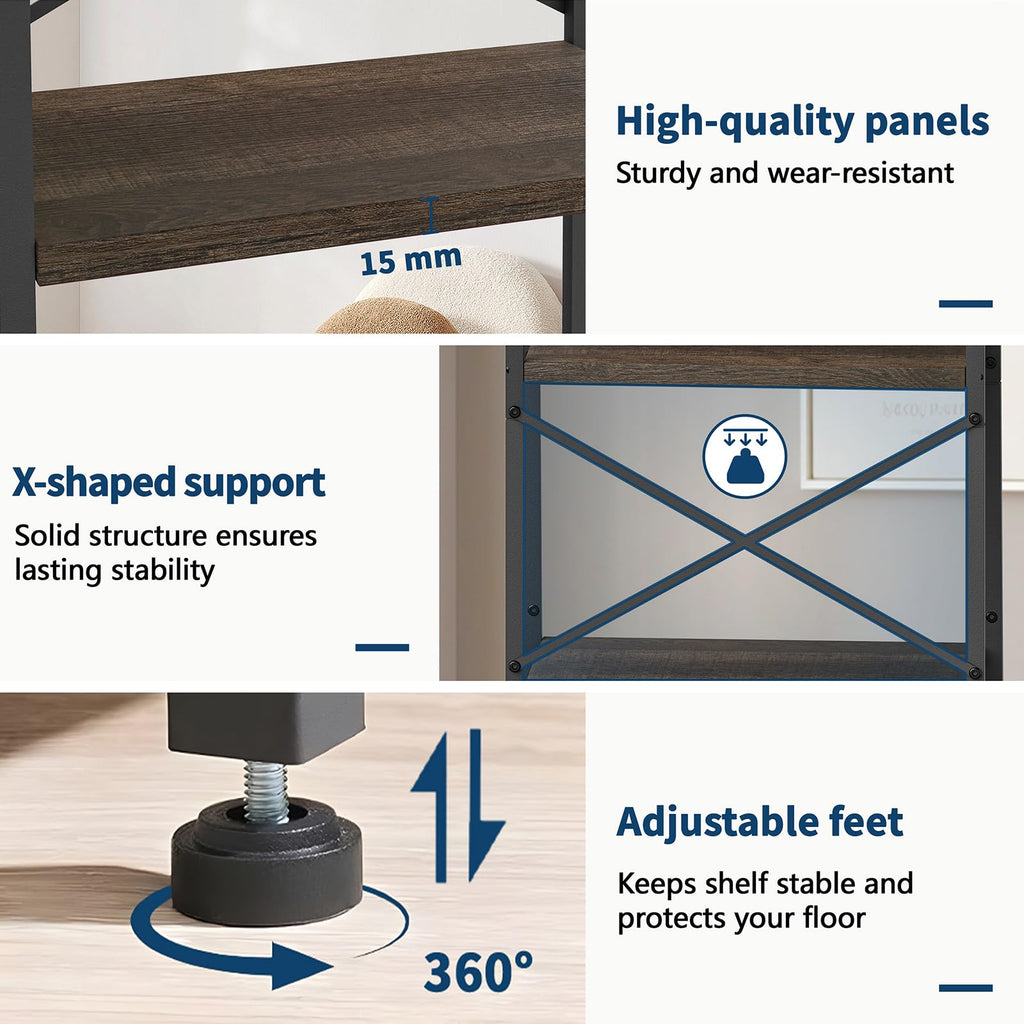 5-Tier Ladder Bookshelf with 2 Drawers Black P42317
