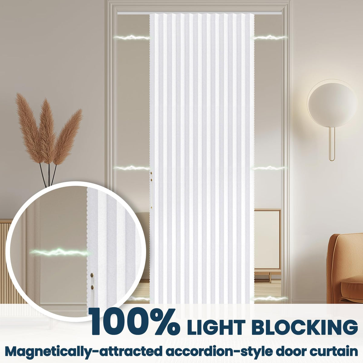 Blackout Magnetic Door Curtain 72W x 79 L White G89763