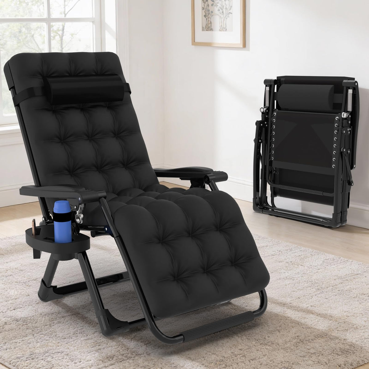 Zero Gravity Chair with Cup Holder, Black S238772