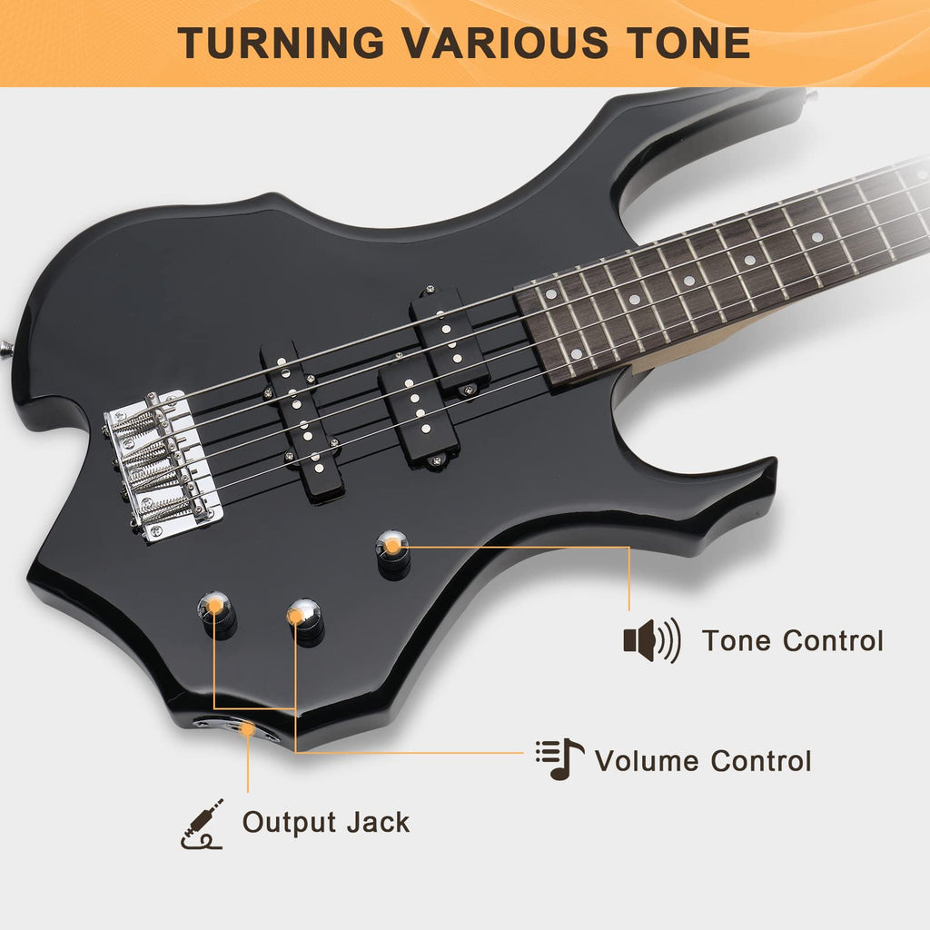 Electric Bass Guitar 4 Strings Black V8784