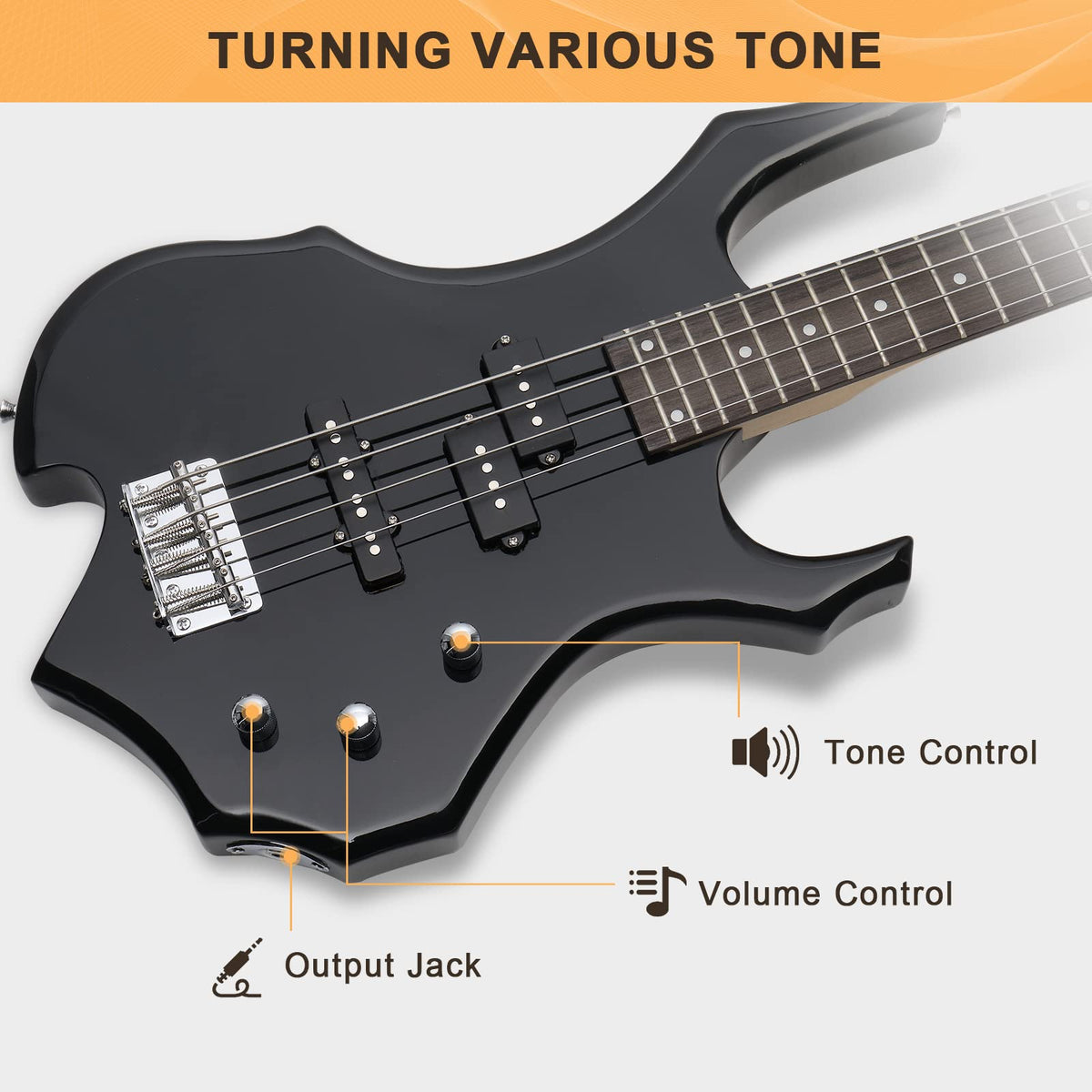 Electric Bass Guitar 4 Strings Black V8784
