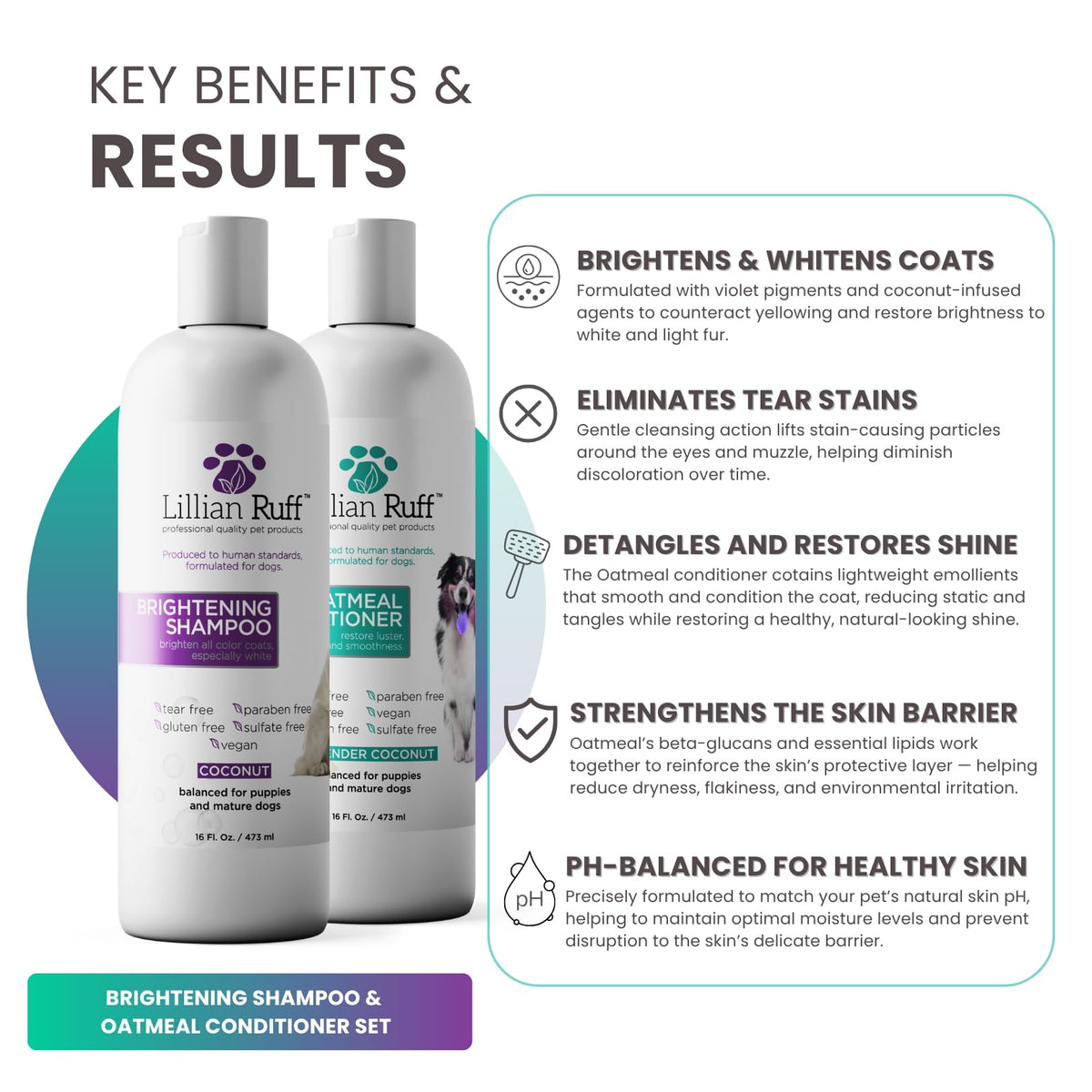 Brightening Shampoo & Oatmeal Conditioner Set for Dogs V760