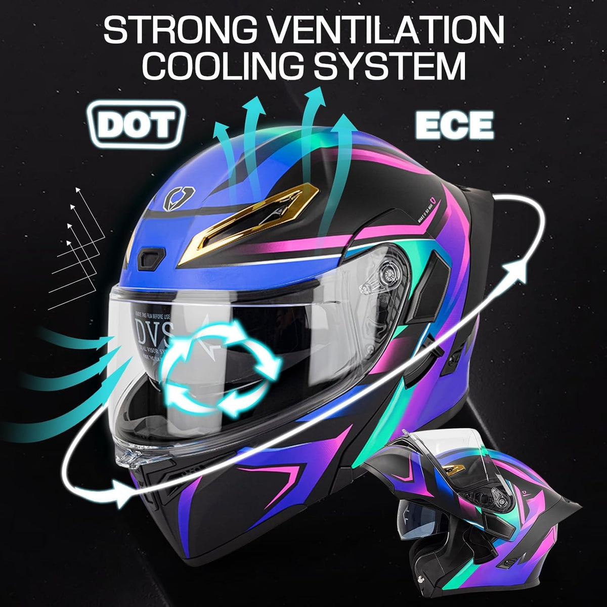 DOT Approved Flip Up Full Face Bluetooth Motorcycle Helmet E8794