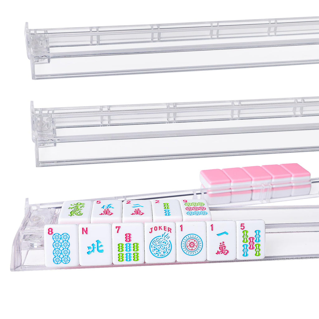 Clear Mahjong Racks with Pushers, 4 Piece Set Z8736