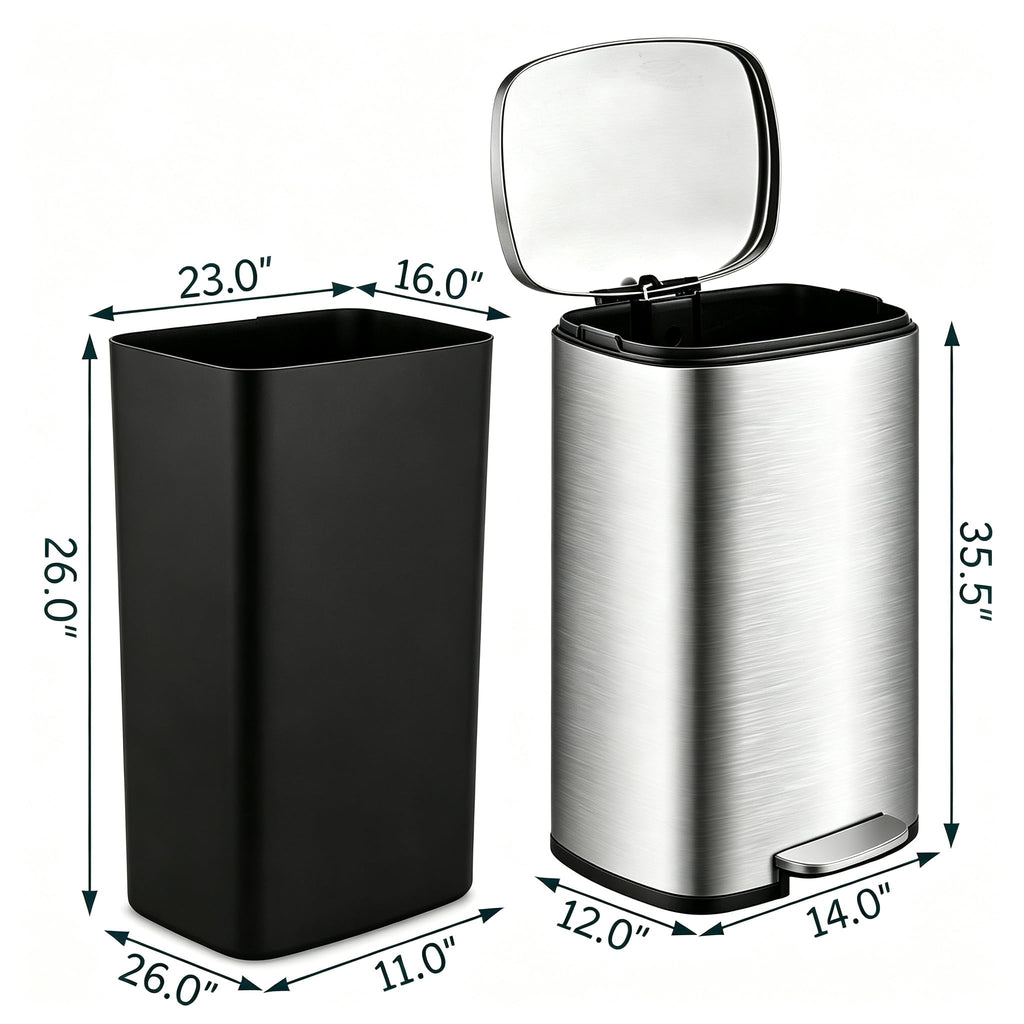 13 Gallon Stainless Steel Step Trash Can I537