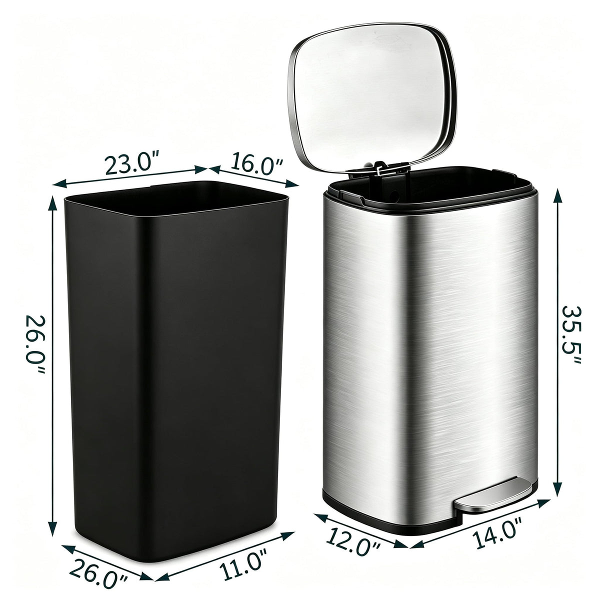13 Gallon Stainless Steel Step Trash Can I537