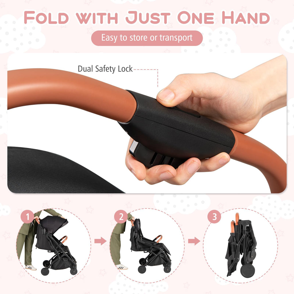 Lightweight Compact Stroller with One-Hand Fold and Canopy Z793294