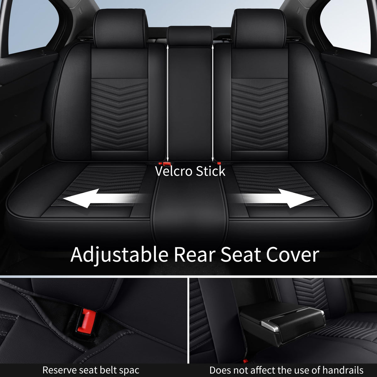Black Nappa Leather Car Seat Covers Full Set E917028